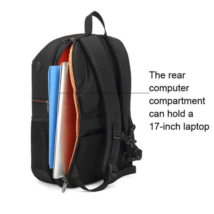 Oxford Cloth Water-resistant Photography Backpack 17 Inch Laptop Backpack(Orange)