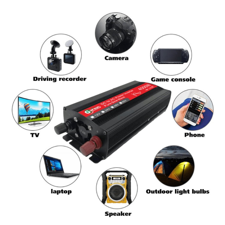 Gurxun 4000W Home Car Power Converter Sine Wave Inverter, Specification: 48V To 220V