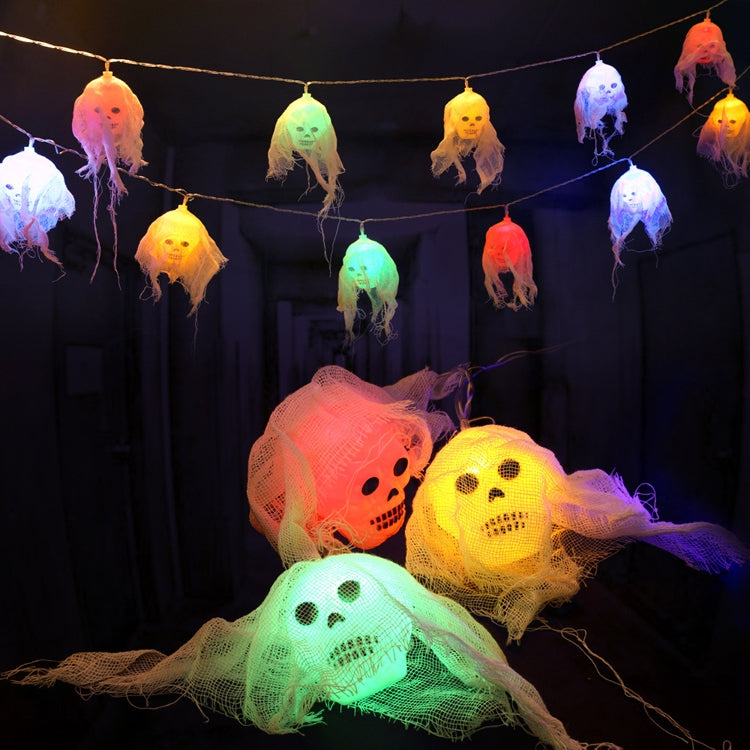 Halloween LED White Yarn Skull Ghost Festival Horror Atmosphere Decorative Lights, Style: 5m 20 Lights (White)