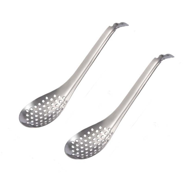 2 PCS 304 Stainless Steel Small Caviar Colander Molecular Cooking Spoon, Color: True Color