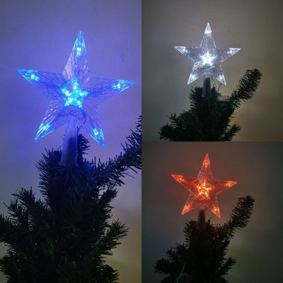 Christmas Tree Top Light LED Glowing Star Lights, Size: Large EU Plug(White)