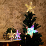 Christmas Tree Top Light LED Glowing Star Lights, Size: Large EU Plug(White)