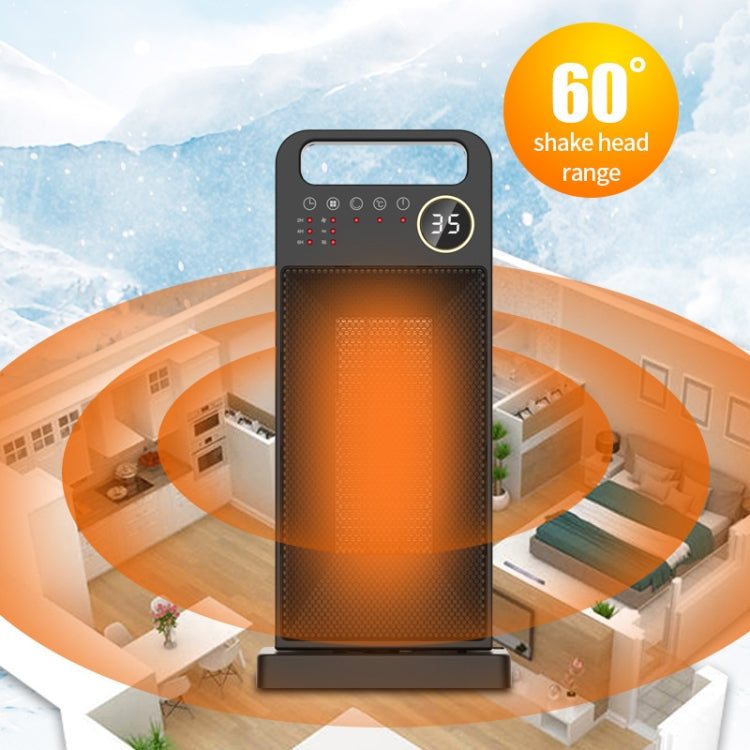 LCD Digital Display Rotary Remote Control Heater PTC Ceramic Heating Heater, Spec: EU Plug (Black)
