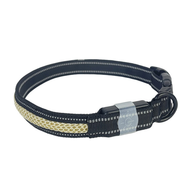 LED Rechargeable Wear-resistant and Water-resistant Pet Lighting Collar, Size: S(Black)