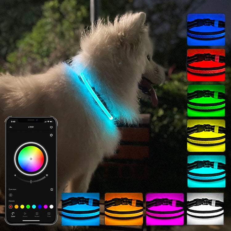 LED Rechargeable Wear-resistant and Water-resistant Pet Lighting Collar, Size: L(Black)