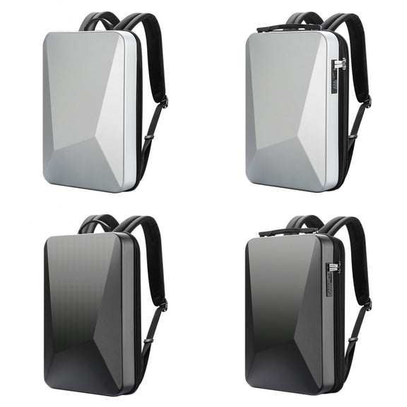 Bopai 61-93318A Hard Shell Water-resistant Expandable Backpack with USB Charging Hole, Spec: Password (Silver)