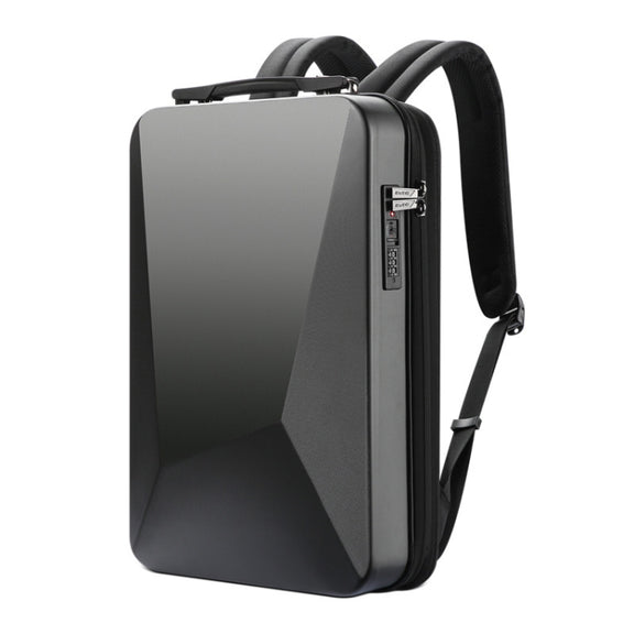 Bopai 61-93318A Hard Shell Water-resistant Expandable Backpack with USB Charging Hole, Spec: Password (Black)