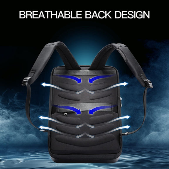Bopai 61-93318A Hard Shell Water-resistant Expandable Backpack with USB Charging Hole, Spec: Password (Black)
