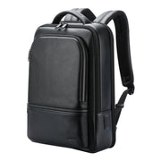 Bopai 61-70111 Cowhide Multi-compartment Water-resistant Anti-theft Backpack with USB Charging Hole(Black)