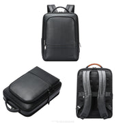 Bopai 61-70111 Cowhide Multi-compartment Water-resistant Anti-theft Backpack with USB Charging Hole(Black)