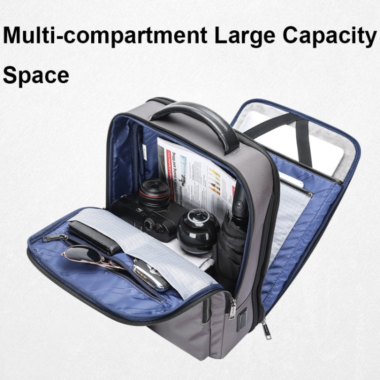 Bopai 61-121518 Multi-compartment Water-resistant Expandable Backpack with USB Charging Hole(Dark Gray)