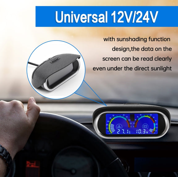 Agricultural Vehicle Car Modification Instrument, Style: Water Temperature (16mm) With Voltage