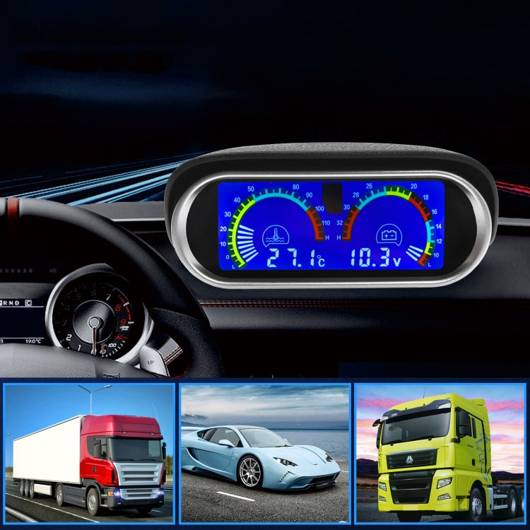 Agricultural Vehicle Car Modification Instrument, Style: Water Temperature (16mm) With Voltage