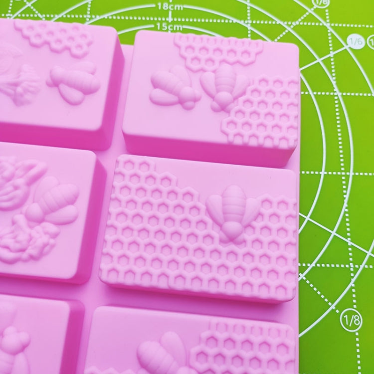 6 Grid  Square Honeycomb Ice Cube Cake Mould Square Handmade Soap Mould(Pink)