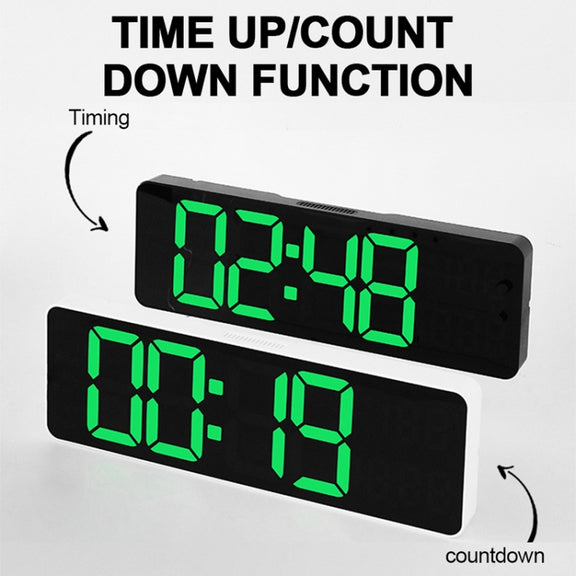 6629 13 Inch Multifunctional LED Living Room Large Screen Wall Clock(Black Shell Red Light)