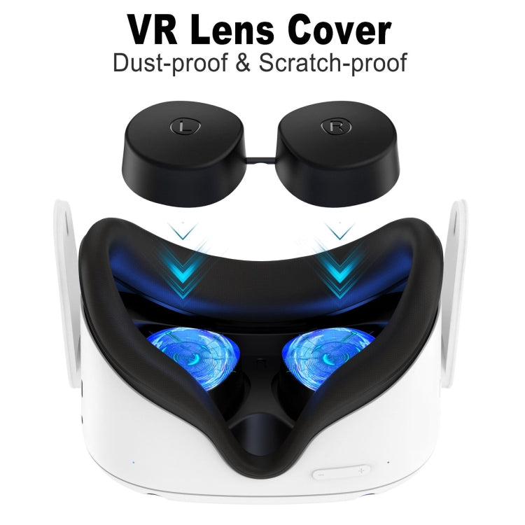 VR Silicone Eye Mask+Lens Protective Cover+Joystick Hat, For Meta Quest 2(Black)