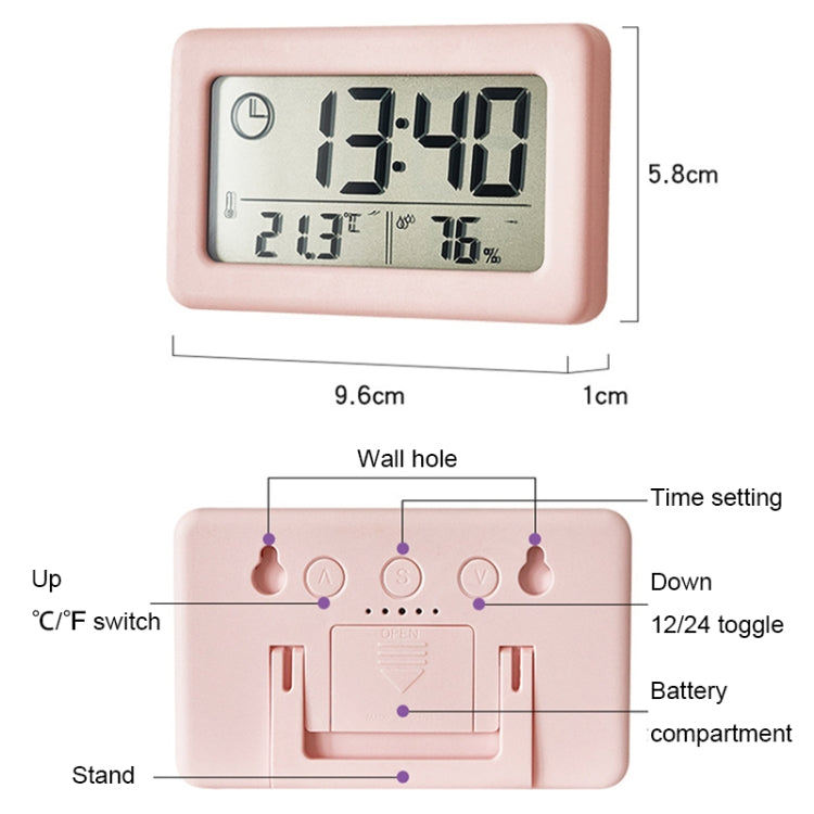 YD005 Mini Light and Thin LCD Screen Temperature/Humidity Meter Electronic Clock(Black)
