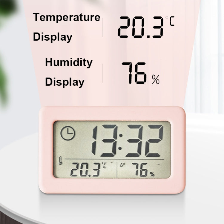 YD005 Mini Light and Thin LCD Screen Temperature/Humidity Meter Electronic Clock(White)