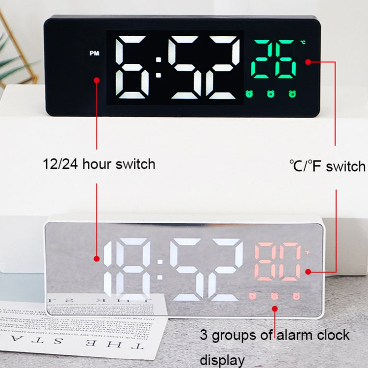 0715 Voice-activated LED Mute Date Temperature Display Electronic Clock(Black Shell Blue Light)