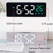 0715 Voice-activated LED Mute Date Temperature Display Electronic Clock(Black Shell Blue Light)