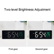 0715 Voice-activated LED Mute Date Temperature Display Electronic Clock(Black Shell Blue Light)