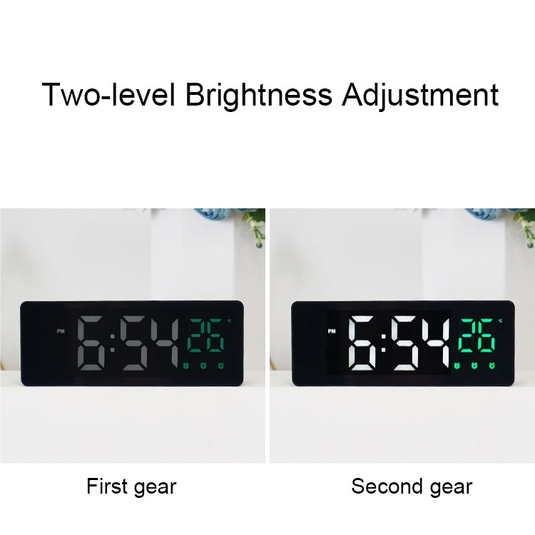 0715 Voice-activated LED Mute Date Temperature Display Electronic Clock(Black Shell Red Light)