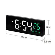 0715 Voice-activated LED Mute Date Temperature Display Electronic Clock(Black Shell Blue Light)
