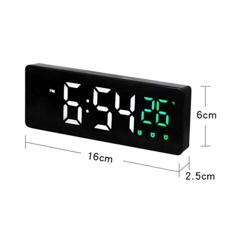 0715 Voice-activated LED Mute Date Temperature Display Electronic Clock(Black Shell Blue Light)