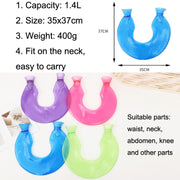 U-shaped PVC Hot Compress Shoulder And Neck Explosion-proof Water Injection Hot Water Bag(Blue + Coffee Crystal)