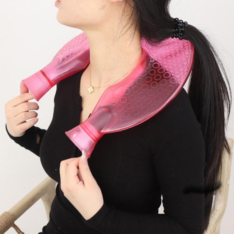 U-shaped PVC Hot Compress Shoulder And Neck Explosion-proof Water Injection Hot Water Bag(Rose Red + Light Pink)