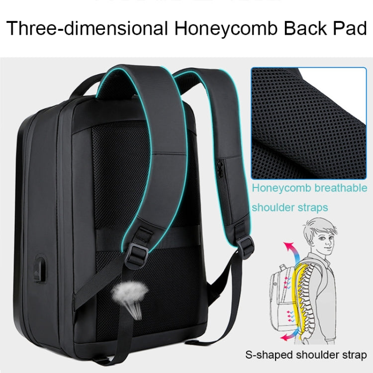 160 Large Capacity ABS Water-resistant Laptop Backpack with USB Charging Port(Black)