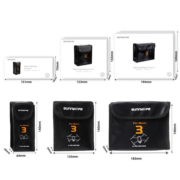 For Mavic 3 Sunnylife M3-DC104 Battery Safe Storage Explosion-proof Bags