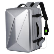 Large-capacity Water-resistant Expandable Hard Shell Backpack with USB Charging Hole(162 Light Gray)