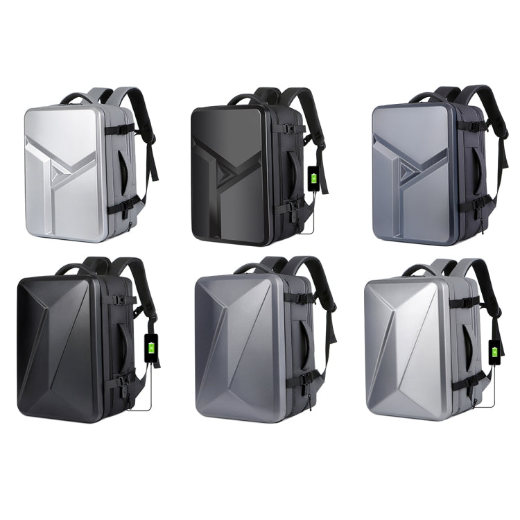 Large-capacity Water-resistant Expandable Hard Shell Backpack with USB Charging Hole(161 Dark Gray)