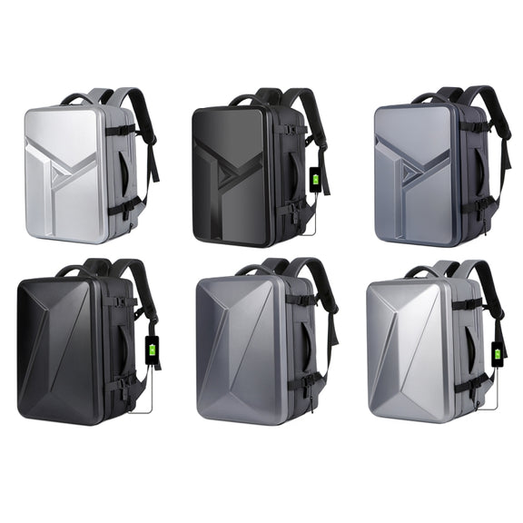 Large-capacity Water-resistant Expandable Hard Shell Backpack with USB Charging Hole(161 Dark Gray)
