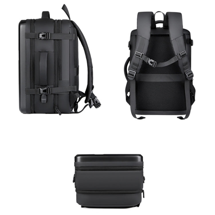 Large-capacity Water-resistant Expandable Hard Shell Backpack with USB Charging Hole(161 Dark Gray)