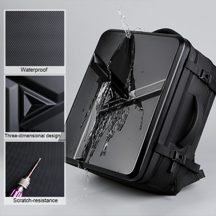 Large-capacity Water-resistant Expandable Hard Shell Backpack with USB Charging Hole(161 Dark Gray)