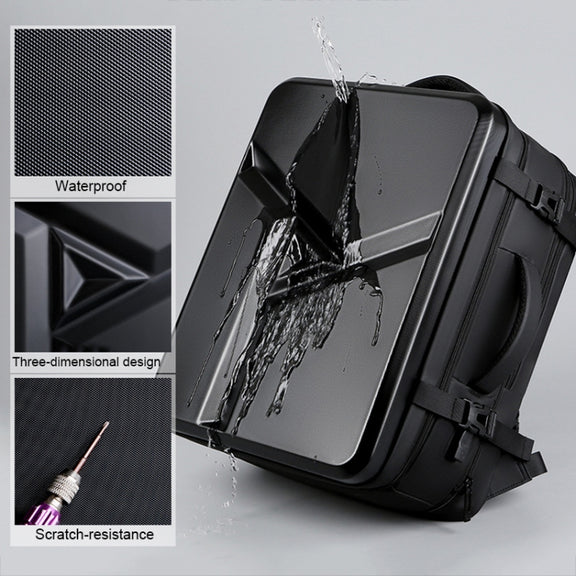 Large-capacity Water-resistant Expandable Hard Shell Backpack with USB Charging Hole(161 Dark Gray)