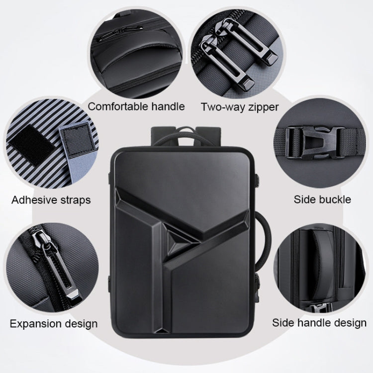 Large-capacity Water-resistant Expandable Hard Shell Backpack with USB Charging Hole(161 Dark Gray)