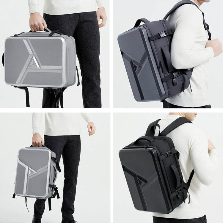 Large-capacity Water-resistant Expandable Hard Shell Backpack with USB Charging Hole(161 Dark Gray)