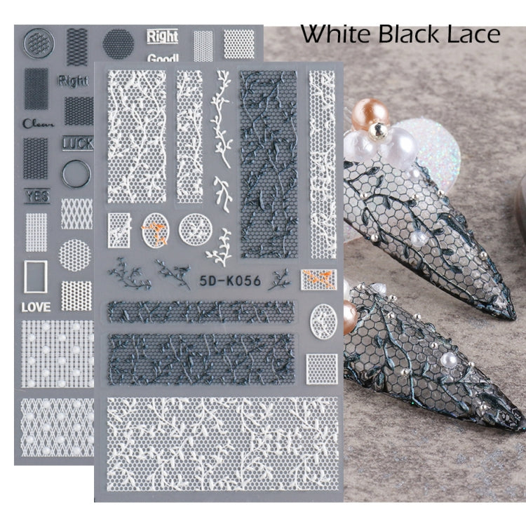 2 PCS 5D Stereoscopic Hollow Lace Nail Stickers Nail Art 3D Flower Embossed Stickers(5D-K57)