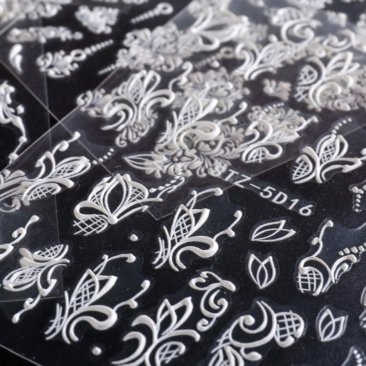 5D Three-dimensional Carved Nail Art Stickers Rose Pattern Embossed Nail Stickers(Stz-5D16)