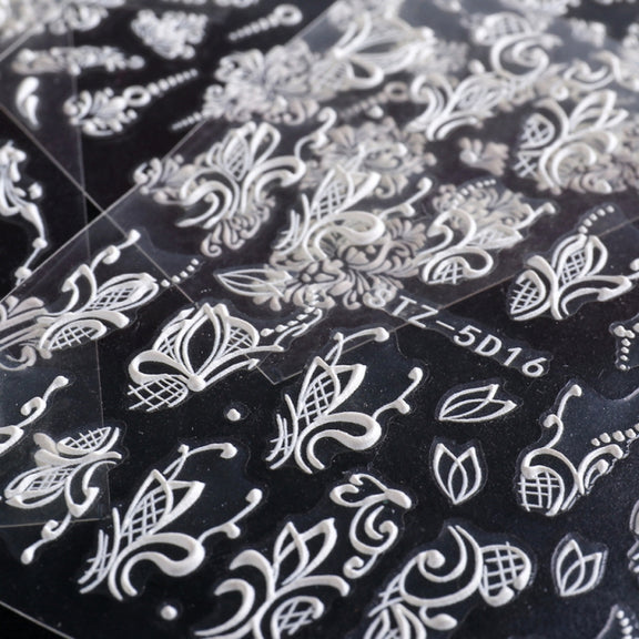 5D Three-dimensional Carved Nail Art Stickers Rose Pattern Embossed Nail Stickers(Stz-5D16)