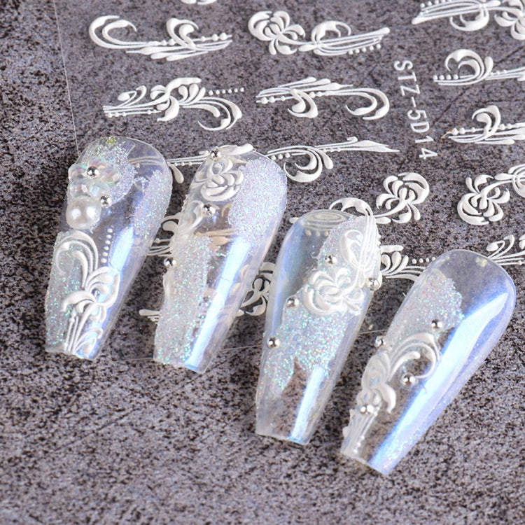 5D Three-dimensional Carved Nail Art Stickers Rose Pattern Embossed Nail Stickers(Stz-5D16)