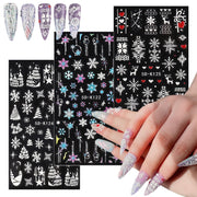 3 PCS 5D Embossed Nail Stickers Christmas Snowflake Elk Nail Stickers(5D-K119)