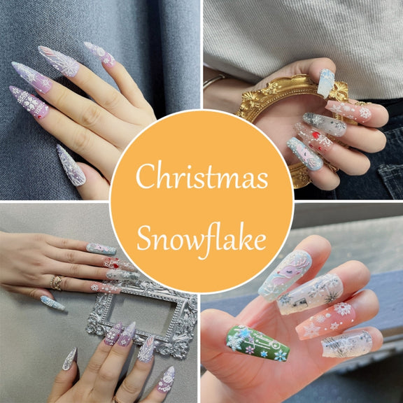 3 PCS 5D Embossed Nail Stickers Christmas Snowflake Elk Nail Stickers(5D-K122)