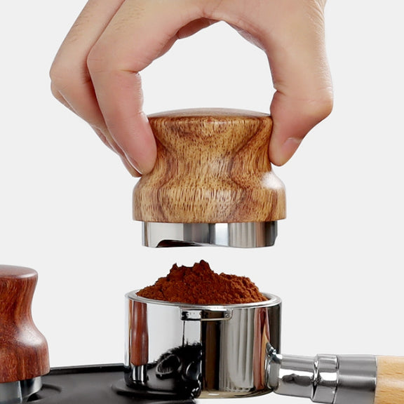 58 mm Pear Wood Stainless Steel Coffee Compressor