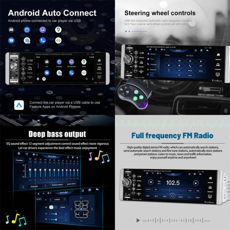 A2905 5.1 inch IPS Capacitive Screen Single Butt Carplay Player, Style: Standard