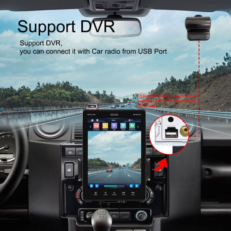 C800 9.5 Inch MP5 Single Butt Carplay Player, Style: Standard+4 Light Camera