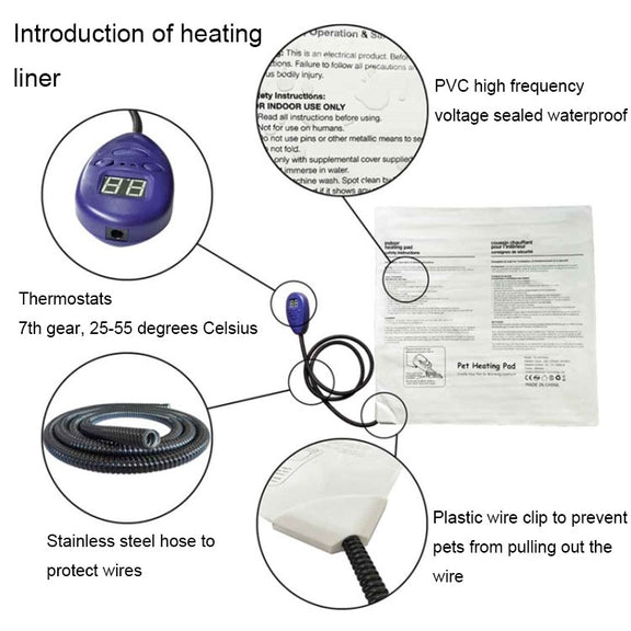 30x30cm Coffee 12V Low Voltage Multifunctional Warm Pet Heating Pad Pet Electric Blanket(EU Plug)